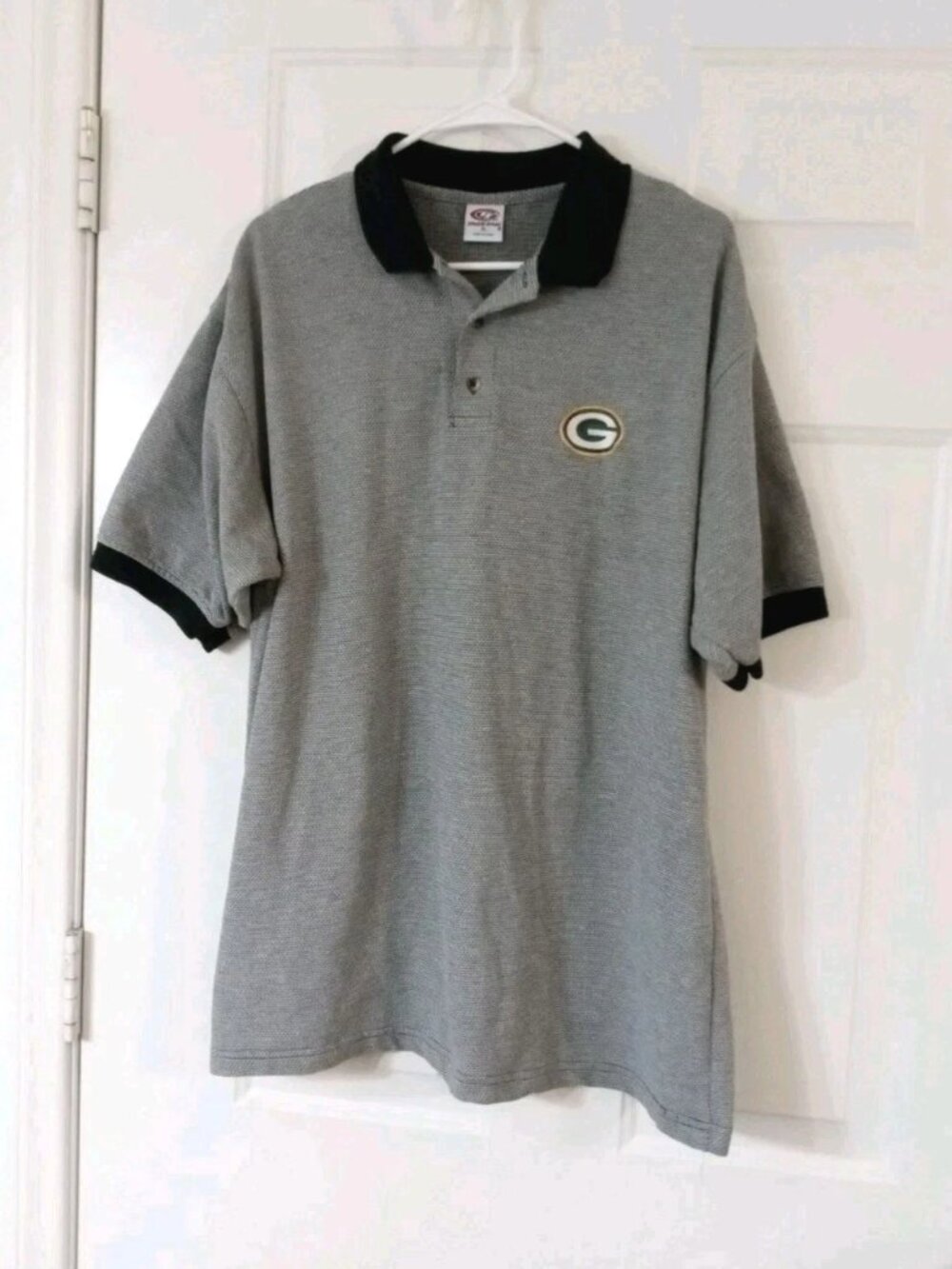 VTG True Fan Green Bay Packers Men's Size XL Short Sleeve Textured Polo Shirt